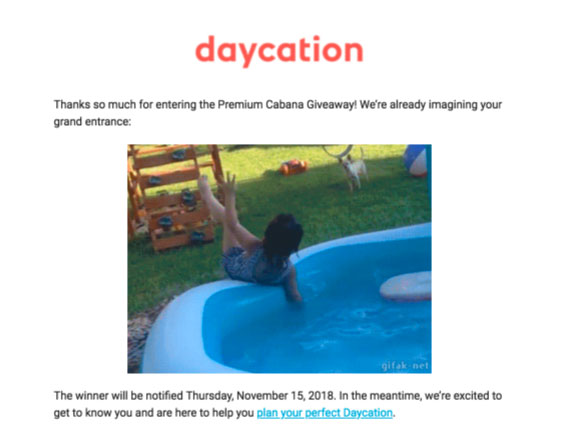 Screenshot of an email from Daycation