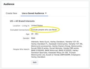 Facebook app campaign audiences. 