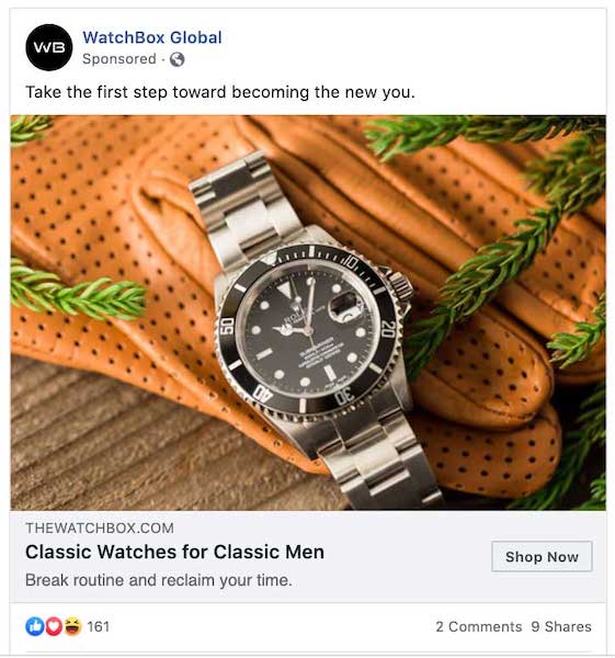 Facebook ecommerce campaign. 