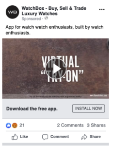 Facebook mobile app install ad. 