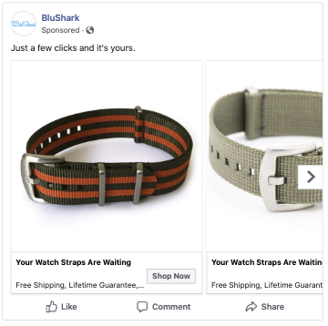 Example of a Facebook dynamic product ad.