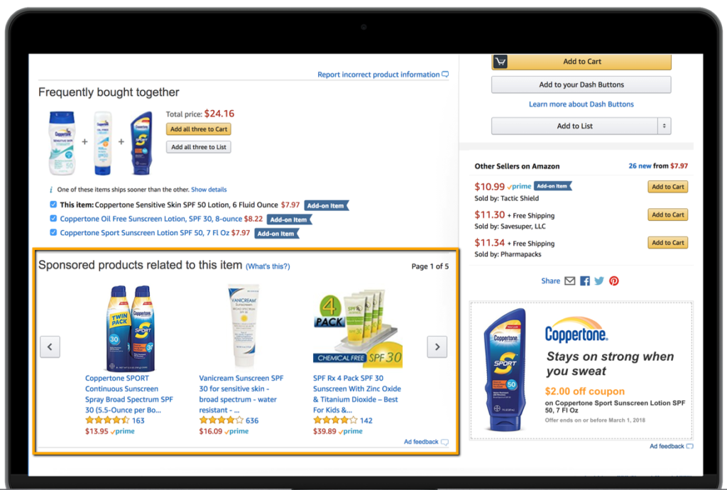 Example of Amazon sponsored product ad. 