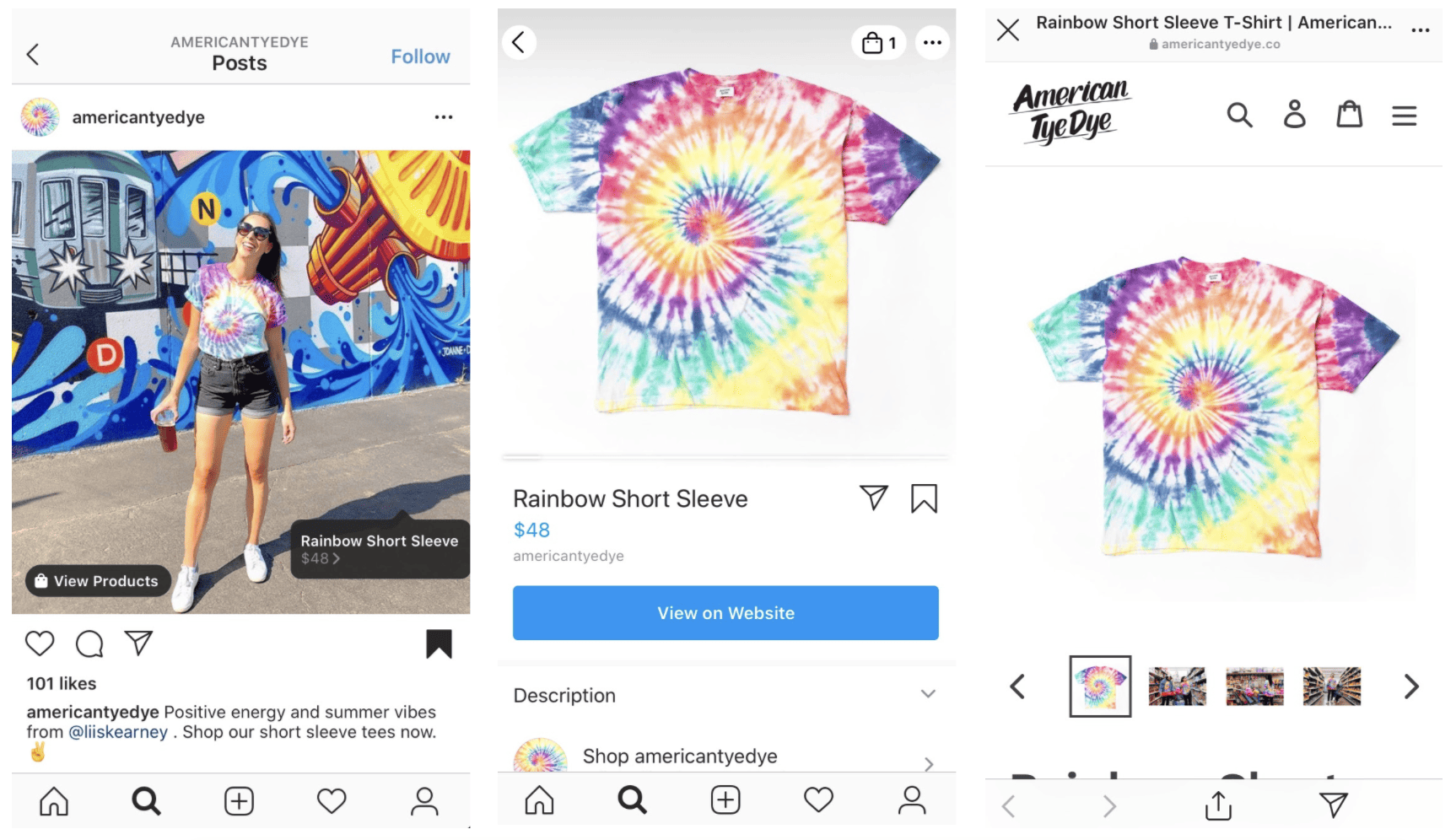 Instagram shopping example. 