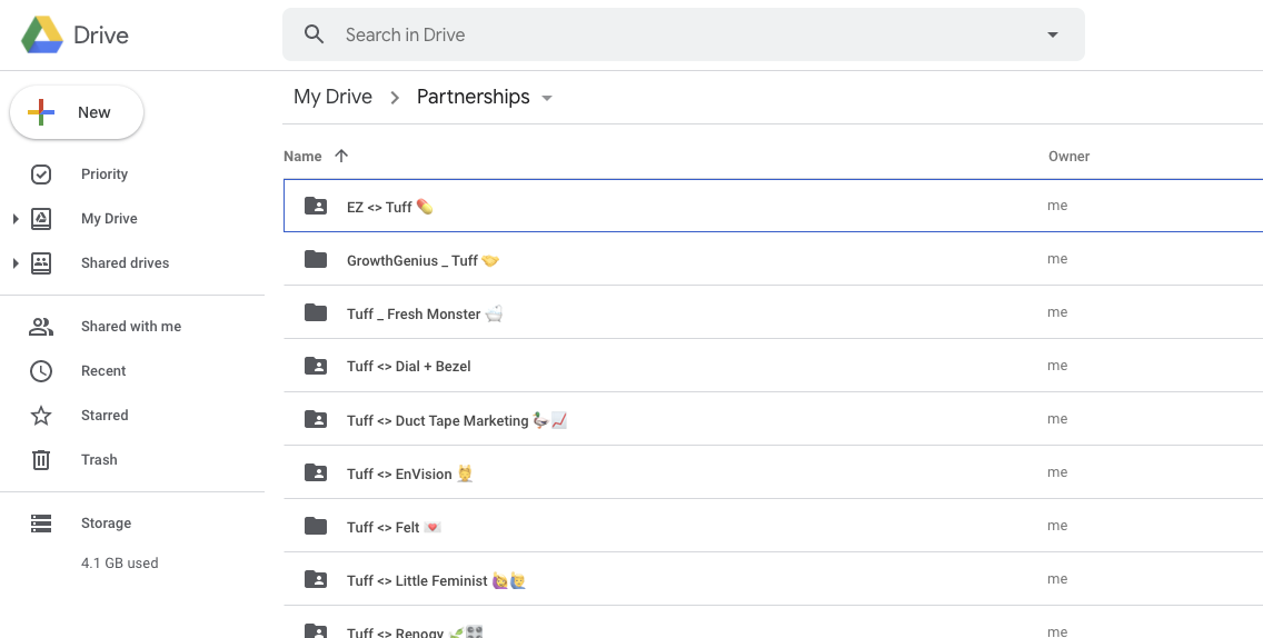Google drive screenshot at Tuff. 