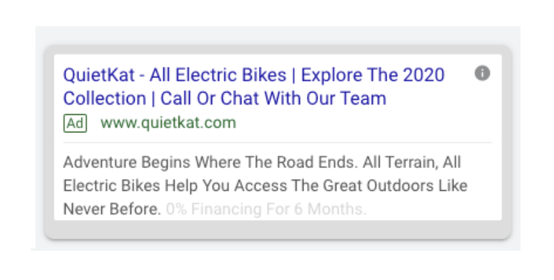 Example of an eCommerce search ad on Google. 