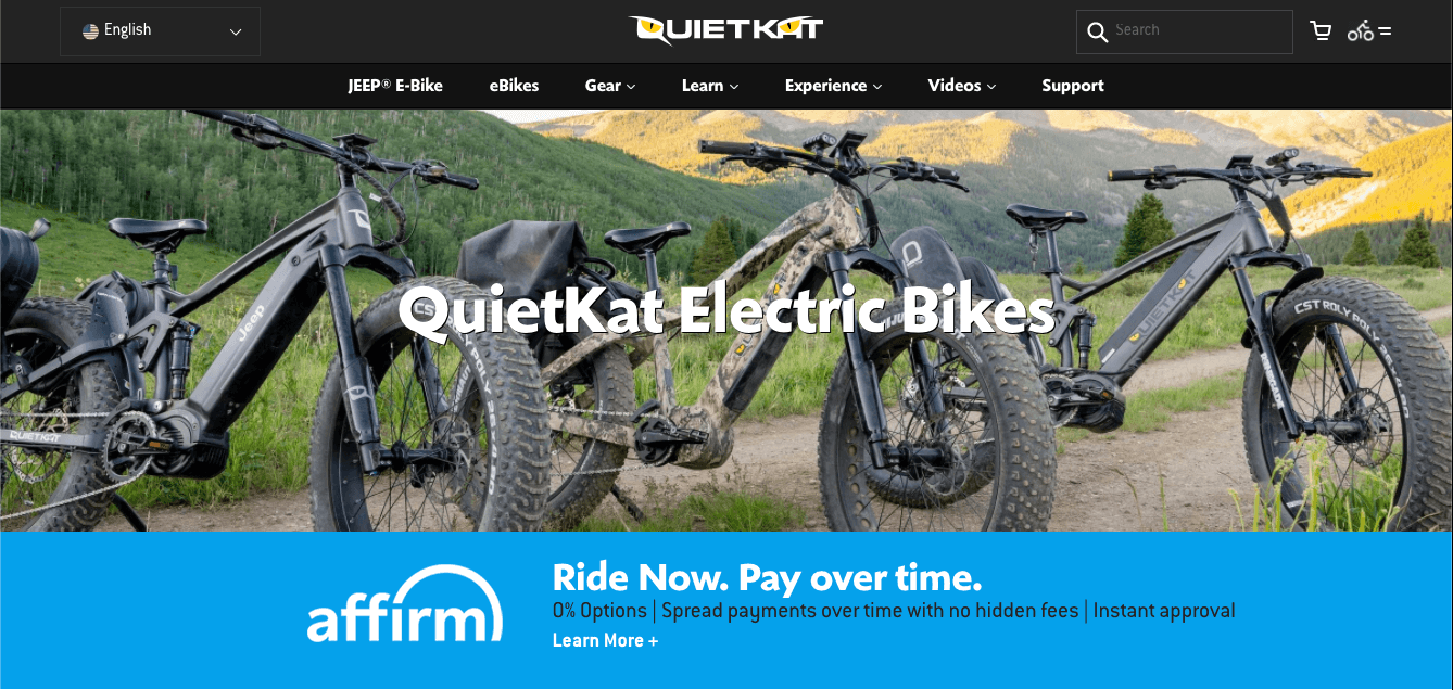 A screenshot of QuietKat's homepage advertising a pay overtime option.