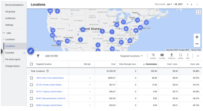 location based targeting in Google Ads 