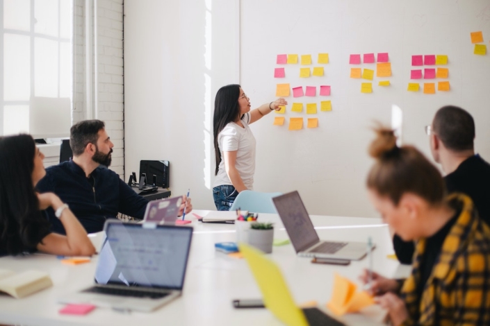 marketing team working on a split test