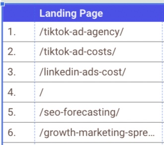 SEO report - landing page example
