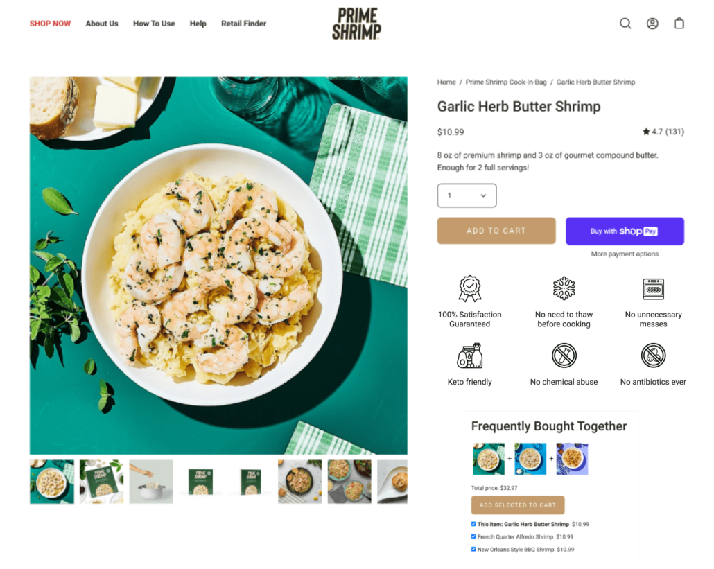 prime shrimp product page
